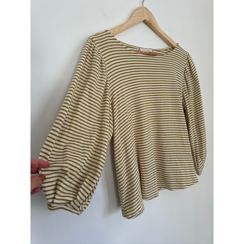 Anthropologie eri + ali Must Striped Puff Sleeve Top - Small - Picture 4 of 7